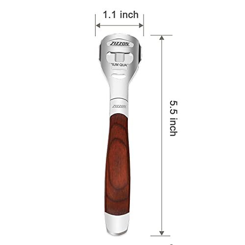 ZIZZON Foot Care Pedicure Callus Shaver Hard Skin Remover – Wood Handle with 10 Blades - görsel 3