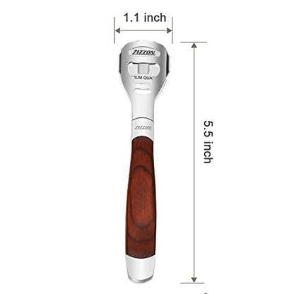 ZIZZON Foot Care Pedicure Callus Shaver Hard Skin Remover – Wood Handle with 10 Blades