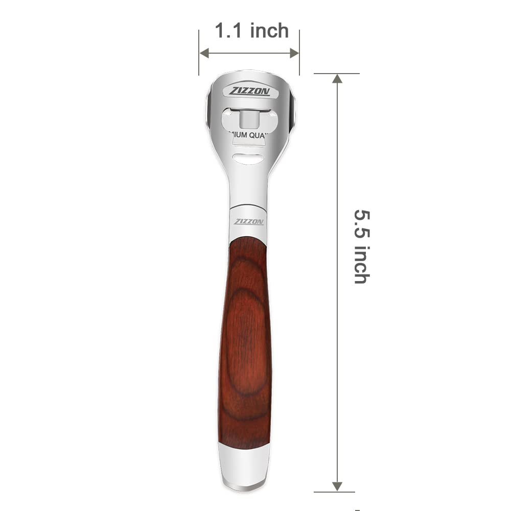 ZIZZON Foot Care Pedicure Callus Shaver Hard Skin Remover – Wood Handle with 10 Blades - görsel 4