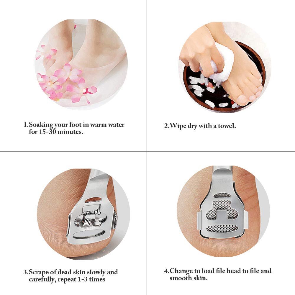 ZIZZON Foot Care Pedicure Callus Shaver Hard Skin Remover with Wood Handle and 70 Replacement Blades - görsel 4