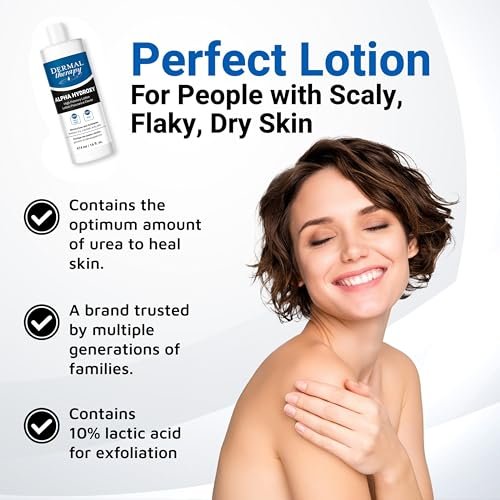 Dermal Therapy Alpha Hydroxy Lotion – 10% Urea + 10% Lactic Acid, Fragrance-Free Body Lotion for Dry, Cracked Skin, Non-Greasy Exfoliating Moisturizer & Keratosis Pilaris Treatment, 16 fl oz (474 ml) Avelisse