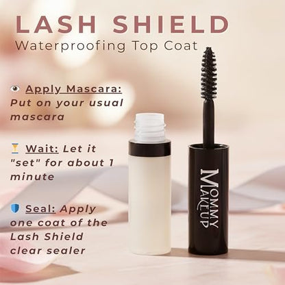 Lash Shield Waterproofing Top Coat for Mascara & Brows - Sweatproof, Tear-proof, Waterproof, Smudge-proof Mascara Fixer - Long Lasting Clear Eyelash Sealer by Mommy Makeup Avelisse