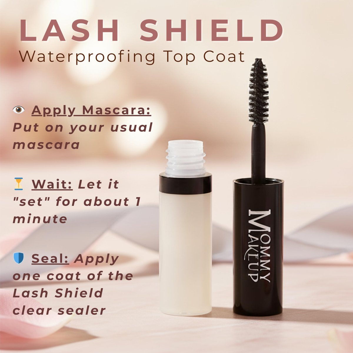 Lash Shield Waterproofing Top Coat for Mascara & Brows - Sweatproof, Tear-proof, Waterproof, Smudge-proof Mascara Fixer - Long Lasting Clear Eyelash Sealer by Mommy Makeup Avelisse