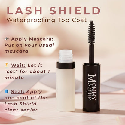 Lash Shield Waterproofing Top Coat for Mascara & Brows - Sweatproof, Tear-proof, Waterproof, Smudge-proof Mascara Fixer - Long Lasting Clear Eyelash Sealer by Mommy Makeup Avelisse