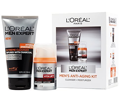L'Oreal Paris Men Expert Charcoal Facial Cleanser & Anti-Wrinkle & Firming Face Moisturizer Gift Set (Set of 2) Avelisse