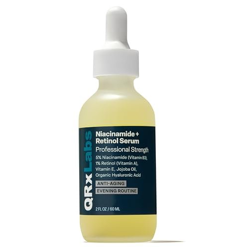 QRxLabs 5% Niacinamide Serum with 1% Retinol & Alpha Arbutin – Brightening Face Serum to Improve Pores, Texture & Uneven Skin Tone – 2 Fl Oz Avelisse