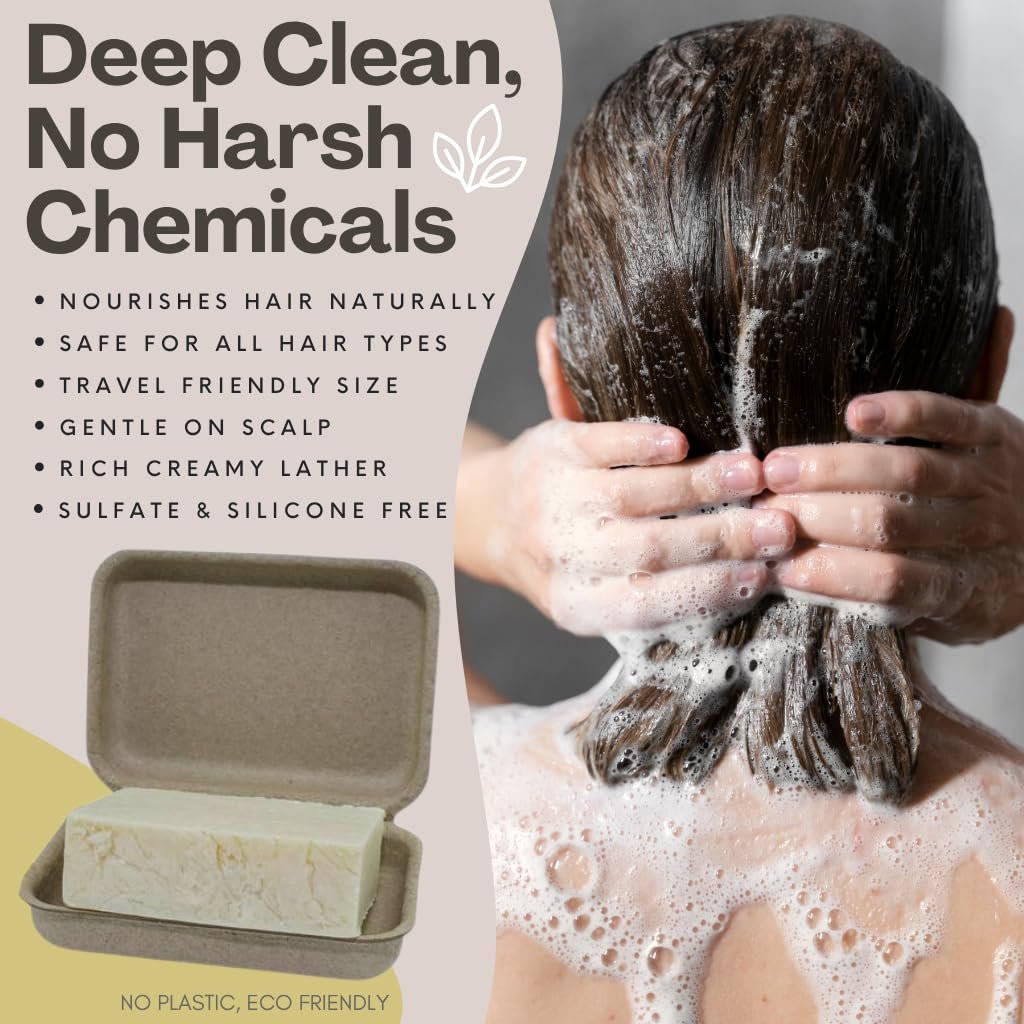 The Yellow Bird Solid Bar Shampoo Soap - Grapefruit, Rosemary, and Lavender - Mild Natural and Organic Ingredients - Sulfate Free - Gentle Scalp + Hair Care Avelisse