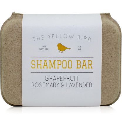 The Yellow Bird Solid Bar Shampoo Soap - Grapefruit, Rosemary, and Lavender - Mild Natural and Organic Ingredients - Sulfate Free - Gentle Scalp + Hair Care Avelisse