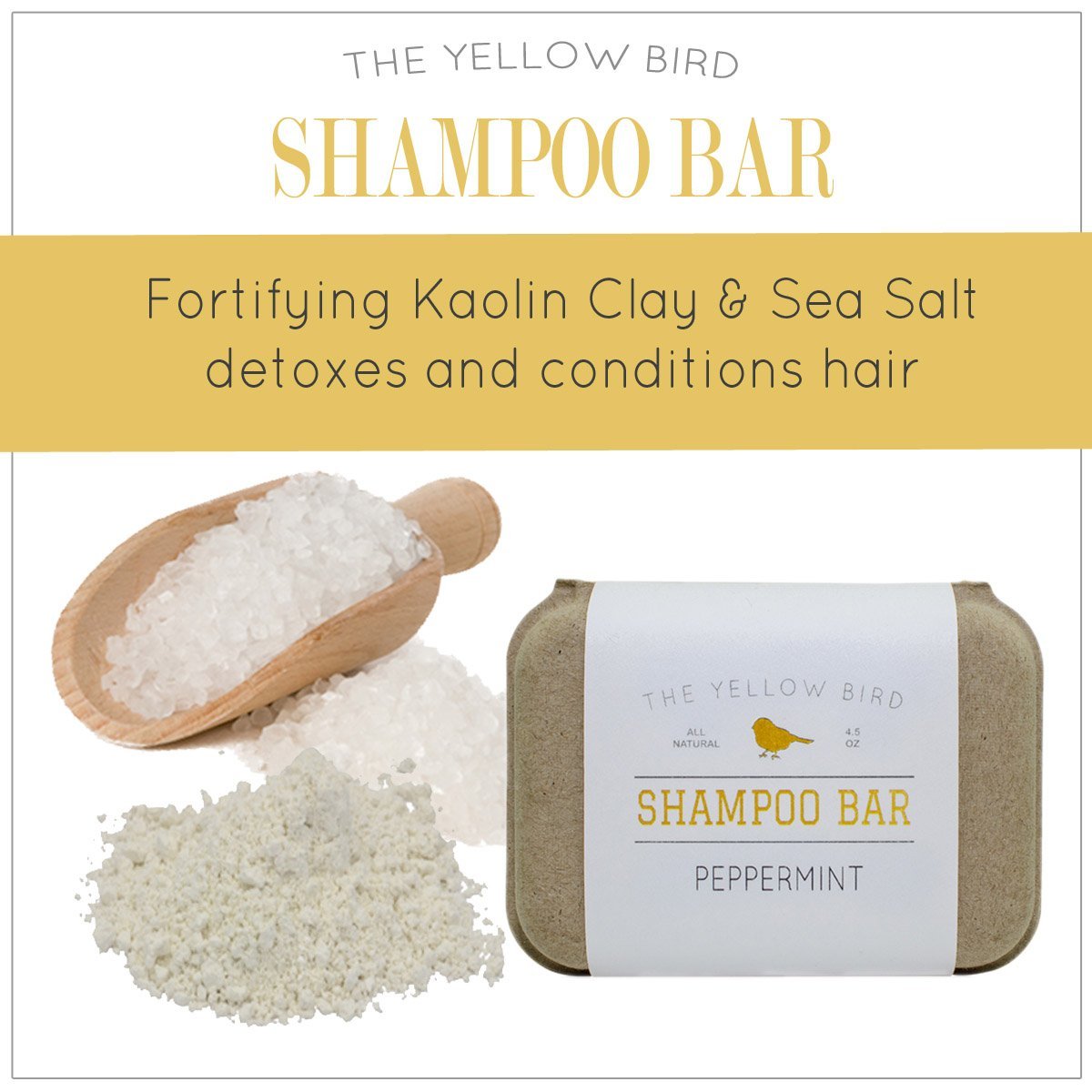 The Yellow Bird Solid Bar Shampoo Soap - Grapefruit, Rosemary, and Lavender - Mild Natural and Organic Ingredients - Sulfate Free - Gentle Scalp + Hair Care Avelisse