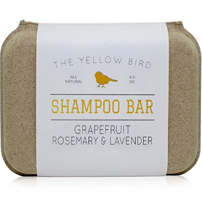 The Yellow Bird Solid Bar Shampoo Soap - Grapefruit, Rosemary, and Lavender - Mild Natural and Organic Ingredients - Sulfate Free - Gentle Scalp + Hair Care Avelisse
