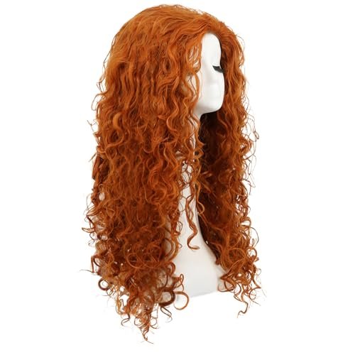 karlery Women Fluffy Long Curly Orange Ginger Wig – 24 Inch Cosplay Wig for Halloween & Anime Costumes - görsel 6