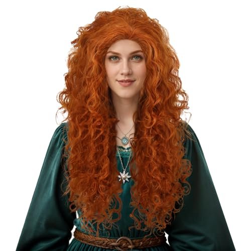 karlery Women Fluffy Long Curly Orange Ginger Wig – 24 Inch Cosplay Wig for Halloween & Anime Costumes - görsel 2
