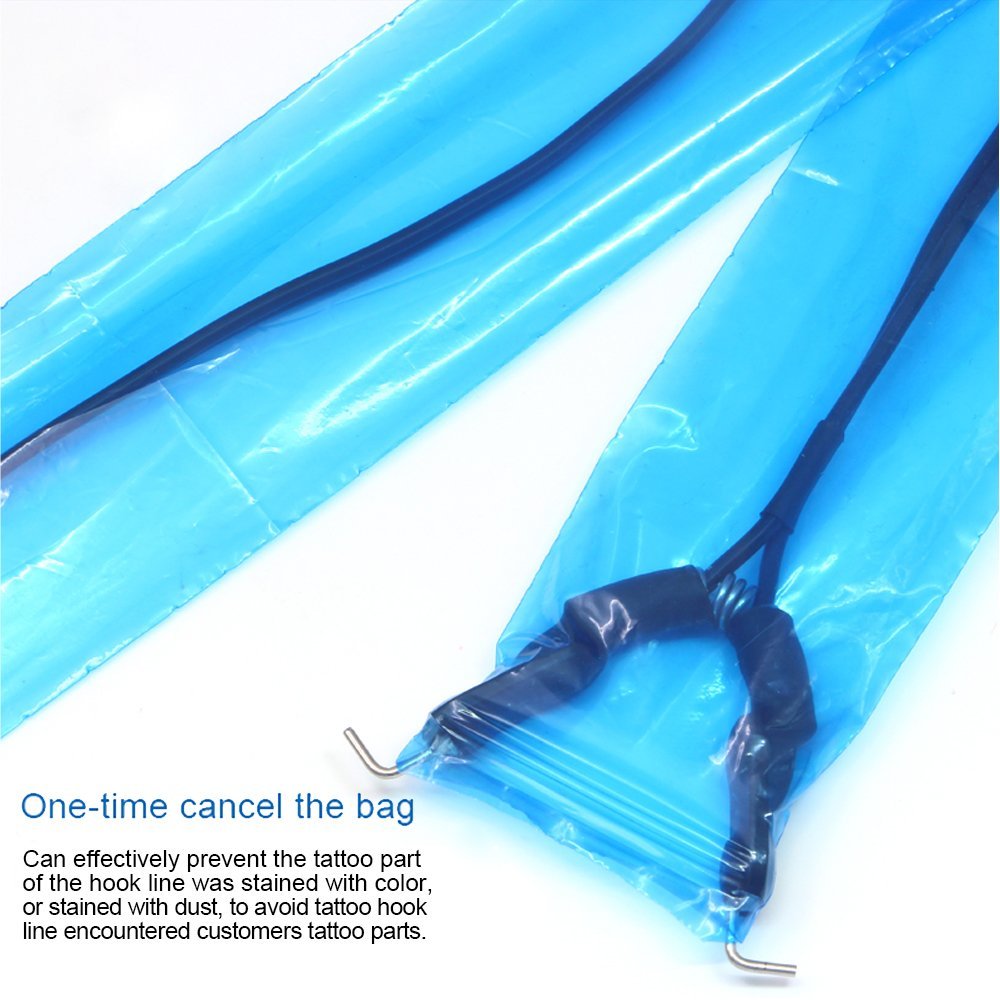 Hisight Tattoo Clip Cord Covers 200pcs - Heavy Duty Disposable Hygiene Sleeves for Tattoo Machine Gun Accessories (Blue) - görsel 5