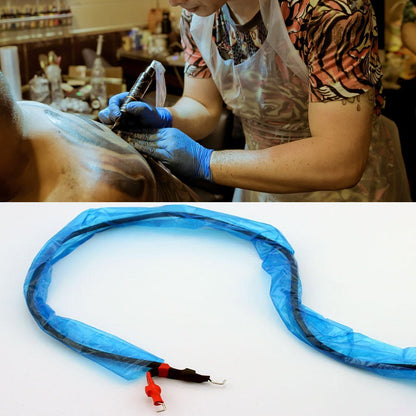 Hisight Tattoo Clip Cord Covers 200pcs - Heavy Duty Disposable Hygiene Sleeves for Tattoo Machine Gun Accessories (Blue)