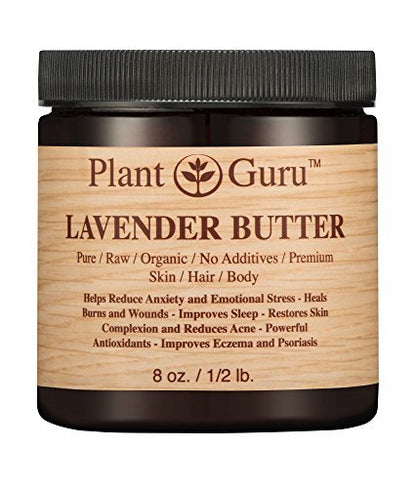 Lavender Body Butter 8 oz - 100% Pure Raw Natural Cold Pressed Moisturizer for Skin, Body, Hair, DIY Creams, Balms, Lotions, Soaps