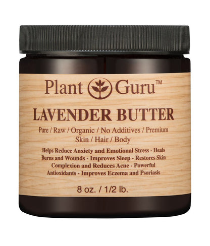 Lavender Body Butter 8 oz - 100% Pure Raw Natural Cold Pressed Moisturizer for Skin, Body, Hair, DIY Creams, Balms, Lotions, Soaps