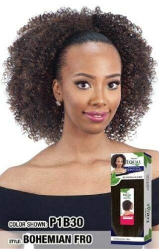 FreeTress Equal Synthetic Hair Drawstring Ponytail Bohemian Fro - Off Black 1B - görsel 3