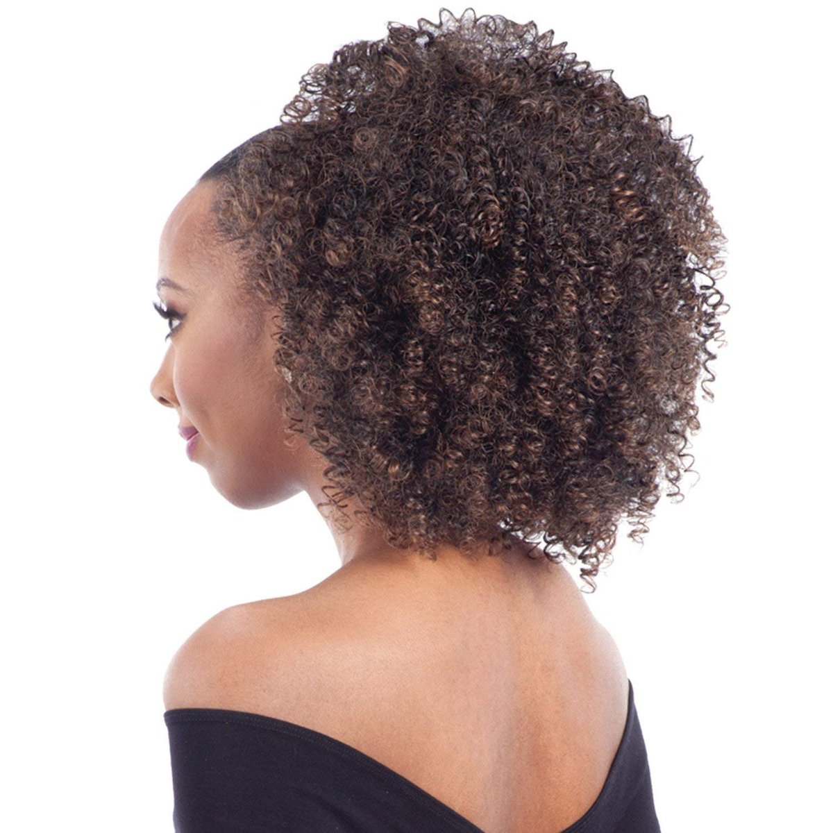 FreeTress Equal Synthetic Hair Drawstring Ponytail Bohemian Fro - Off Black 1B - görsel 4