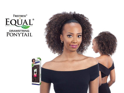 FreeTress Equal Synthetic Hair Drawstring Ponytail Bohemian Fro - Off Black 1B