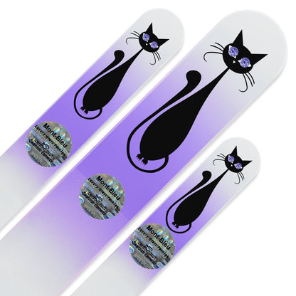 Mont Bleu Set of 3 Cats Crystal Nail Files - Hand Decorated with Crystals, Handmade Czech Tempered Glass (White Lilac)
