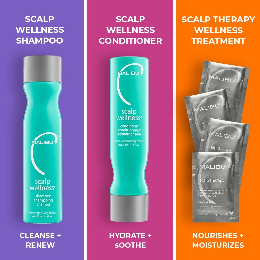 Malibu C Scalp Wellness Conditioner (9 oz) - Soothing Dry Scalp Conditioner with Eucalyptus & Spearmint Oil - Sulfate-Free Moisturizing Hair Conditioner - görsel 13