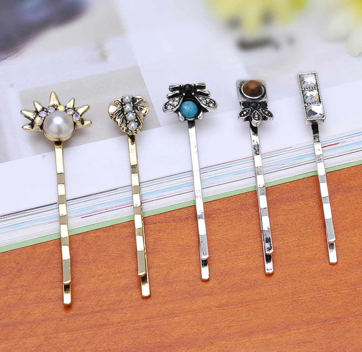 Vintage Alloy Mixed Hair Bobby Pins – 10-Pack Random Assortment for Women and Girls Avelisse