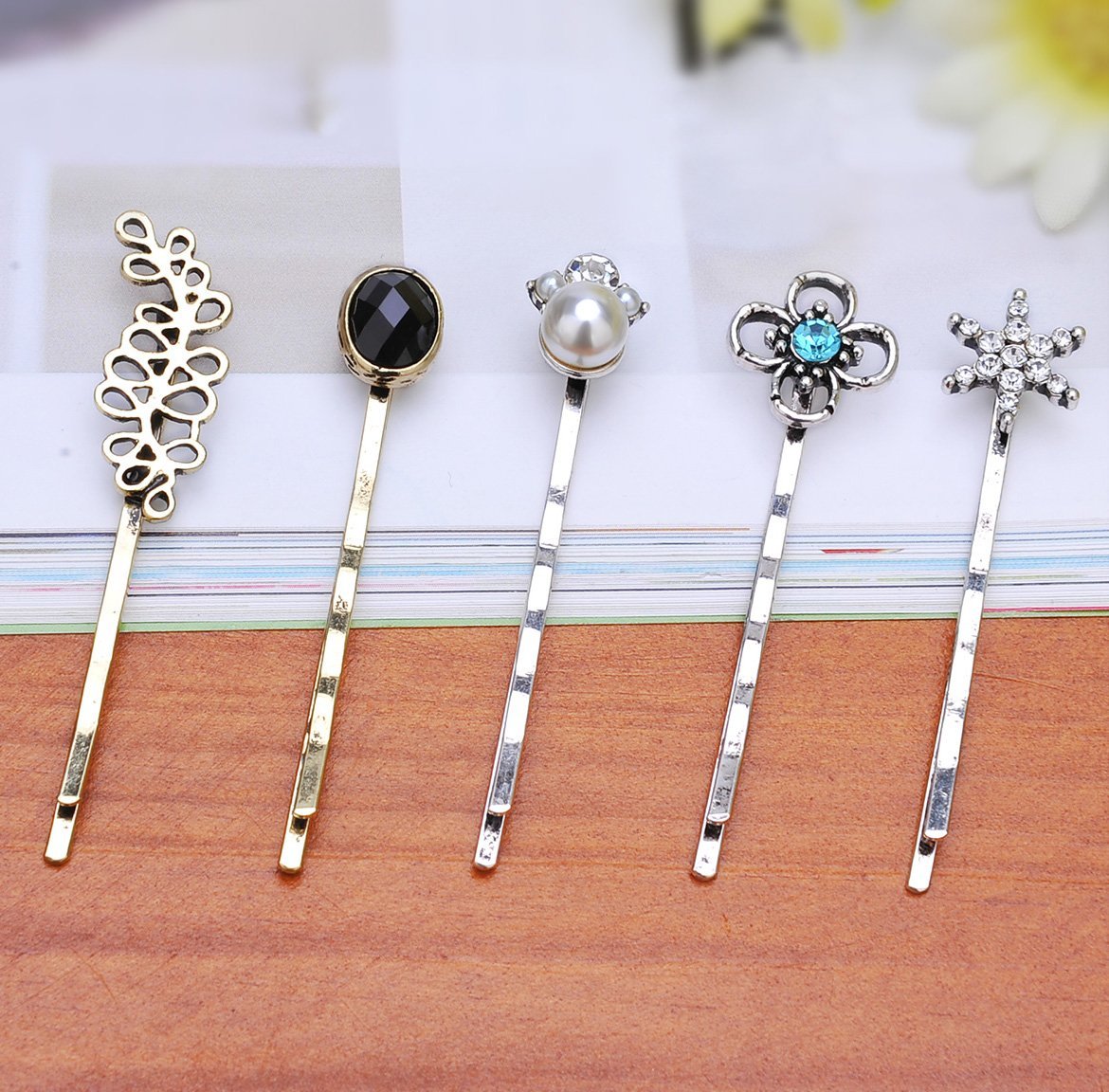 Vintage Alloy Mixed Hair Bobby Pins – 10-Pack Random Assortment for Women and Girls Avelisse