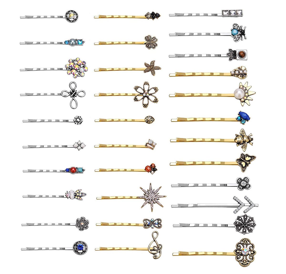 Vintage Alloy Mixed Hair Bobby Pins – 10-Pack Random Assortment for Women and Girls Avelisse