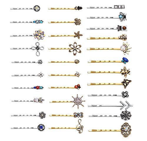 Vintage Alloy Mixed Hair Bobby Pins – 10-Pack Random Assortment for Women and Girls Avelisse