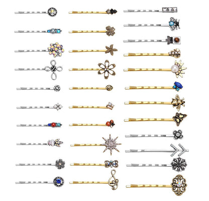 Vintage Alloy Mixed Hair Bobby Pins – 10-Pack Random Assortment for Women and Girls Avelisse