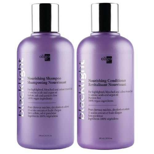 Oligo Professionnel Blacklight Nourishing Shampoo & Conditioner for Blondes - Sulfate-Free Vegan Duo Bundle (8.5 oz each) Avelisse