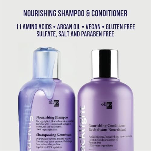 Oligo Professionnel Blacklight Nourishing Shampoo & Conditioner for Blondes - Sulfate-Free Vegan Duo Bundle (8.5 oz each) Avelisse