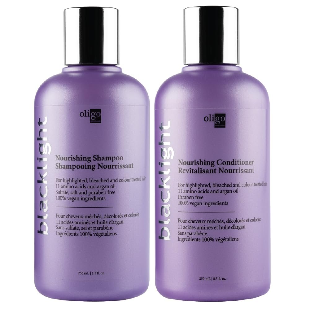 Oligo Professionnel Blacklight Nourishing Shampoo & Conditioner for Blondes - Sulfate-Free Vegan Duo Bundle (8.5 oz each) Avelisse
