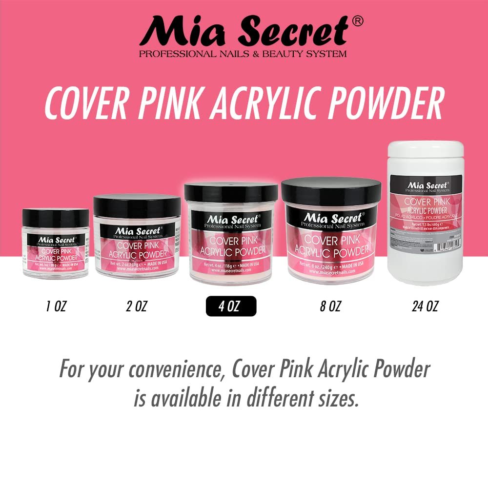 Mia Secret Cover Pink Acrylic Powder - 4 oz Professional Nail Enhancement Avelisse