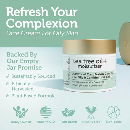 Era Organics Tea Tree Moisturizer Cream for Oily & Acne Prone Skin - Non-Greasy Face Cream with Salicylic Acid, Green Tea & Zinc - 2 oz Avelisse