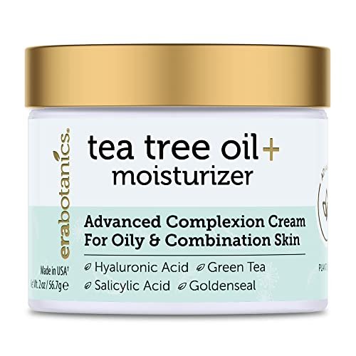 Era Organics Tea Tree Moisturizer Cream for Oily & Acne Prone Skin - Non-Greasy Face Cream with Salicylic Acid, Green Tea & Zinc - 2 oz Avelisse