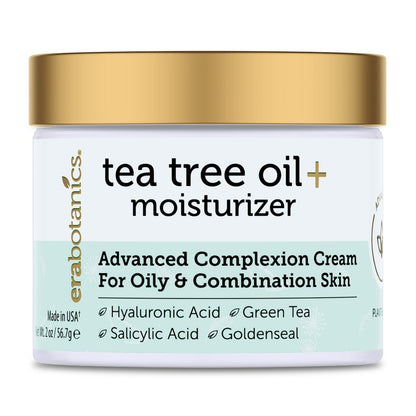 Era Organics Tea Tree Moisturizer Cream for Oily & Acne Prone Skin - Non-Greasy Face Cream with Salicylic Acid, Green Tea & Zinc - 2 oz Avelisse