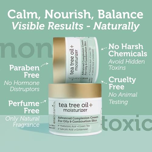 Era Organics Tea Tree Moisturizer Cream for Oily & Acne Prone Skin - Non-Greasy Face Cream with Salicylic Acid, Green Tea & Zinc - 2 oz Avelisse