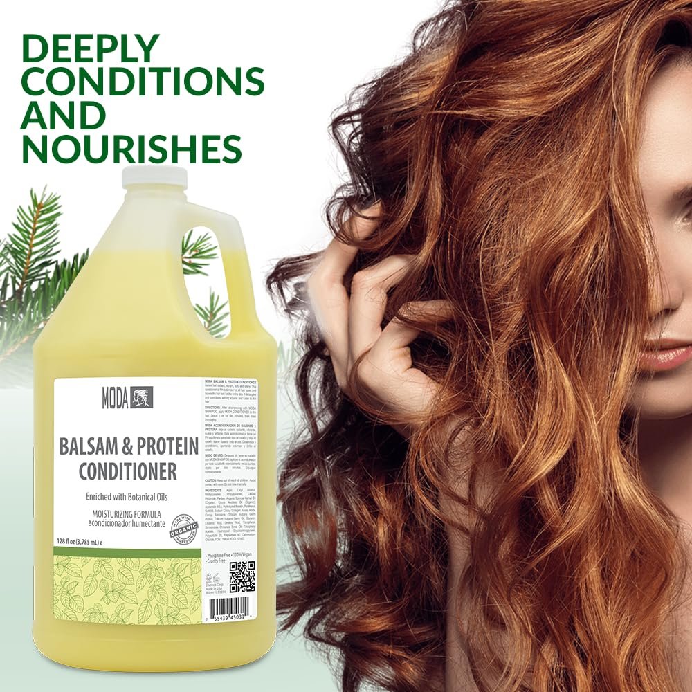 MODA Moisturizing Conditioner for All Hair Types - 128 oz Professional Size - Strengthens, Moisturizes, Adds Volume, Protects Color Avelisse