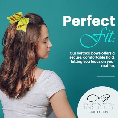 Infinity Collection Softball Hair Bow - 6.5" Cheer Bow Hair Accessory - Red Stitch - görsel 14