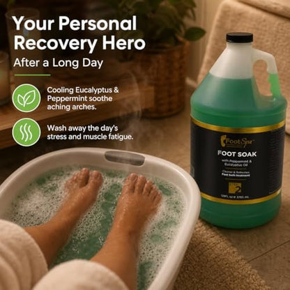 FootSpa Foot Soak - Eucalyptus & Peppermint - 128 oz Gallon Refill - Cleanses, Softens, Refreshes Avelisse