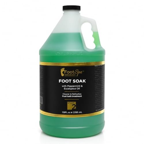FootSpa Foot Soak - Eucalyptus & Peppermint - 128 oz Gallon Refill - Cleanses, Softens, Refreshes Avelisse