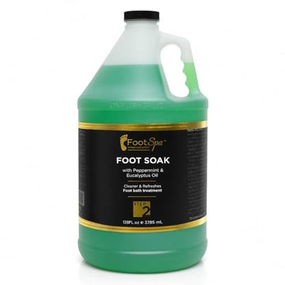 FootSpa Foot Soak - Eucalyptus & Peppermint - 128 oz Gallon Refill - Cleanses, Softens, Refreshes Avelisse