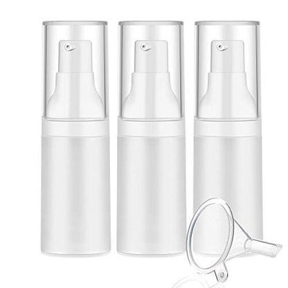 Mild East 3-Pack 20ml Sterile Airless Pump Bottle Set with Funnel – Matte Travel Lotion Dispensers