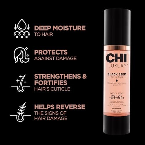 CHI Luxury Black Seed Oil Intense Repair Hot Oil Treatment - Moisturizes & Strengthens Dry & Damaged Hair - Sulfate, Paraben & Gluten-Free - 1.7 oz Avelisse