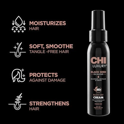 CHI Luxury Black Seed Oil Blow Dry Cream - Moisturizing Styling Cream for Sleek & Smooth Hair, Light-Hold, Sulfate, Paraben & Gluten-Free, 6 Oz Avelisse
