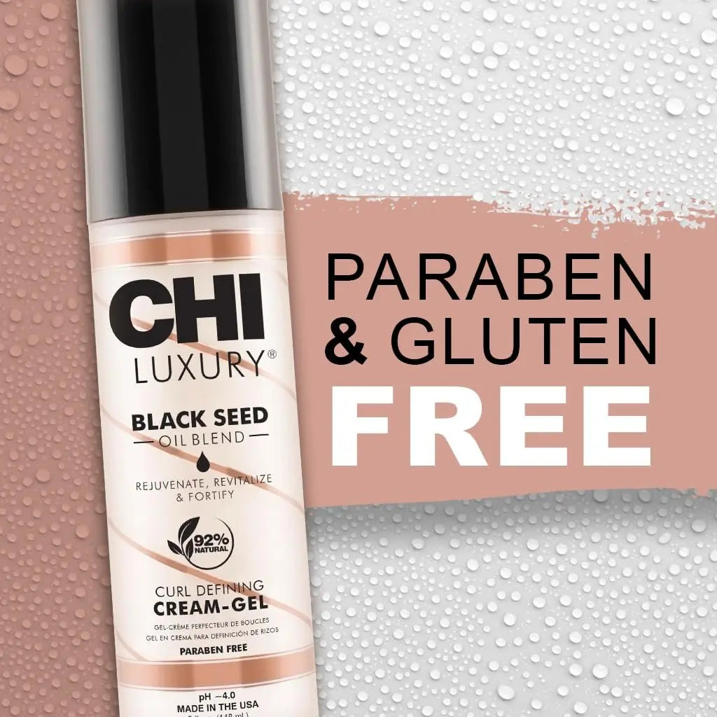 CHI Luxury Black Seed Oil Curl Defining Cream Gel - Defines Curls, Controls Frizz & Strengthens Hair for Shine, Sulfate, Paraben & Gluten-Free, 5 oz Avelisse