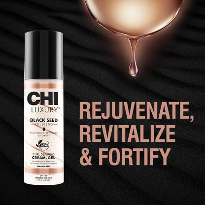 CHI Luxury Black Seed Oil Curl Defining Cream Gel - Defines Curls, Controls Frizz & Strengthens Hair for Shine, Sulfate, Paraben & Gluten-Free, 5 oz Avelisse