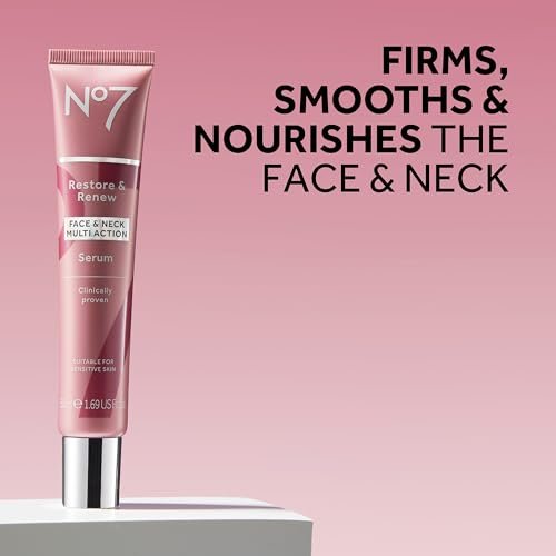 No7 Restore & Renew Face & Neck Multi Action Skincare System SPF 30 Day Cream, Anti-Aging Serum, Hyaluronic Acid Night Cream (3 Piece Kit) Avelisse