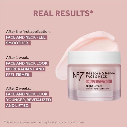 No7 Restore & Renew Face & Neck Multi Action Skincare System SPF 30 Day Cream, Anti-Aging Serum, Hyaluronic Acid Night Cream (3 Piece Kit) Avelisse